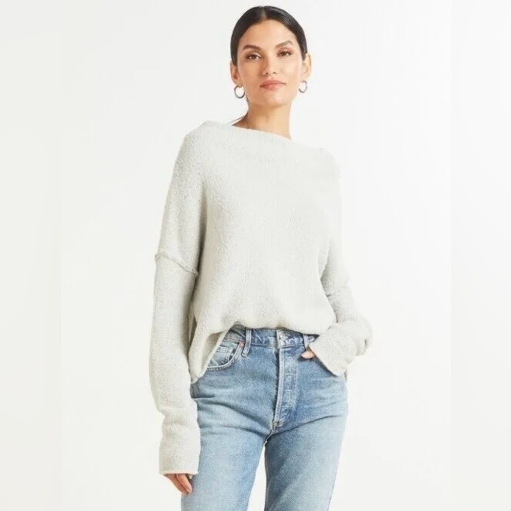 Free People XS San Vicente Pullover Sweater Silver Sapphire